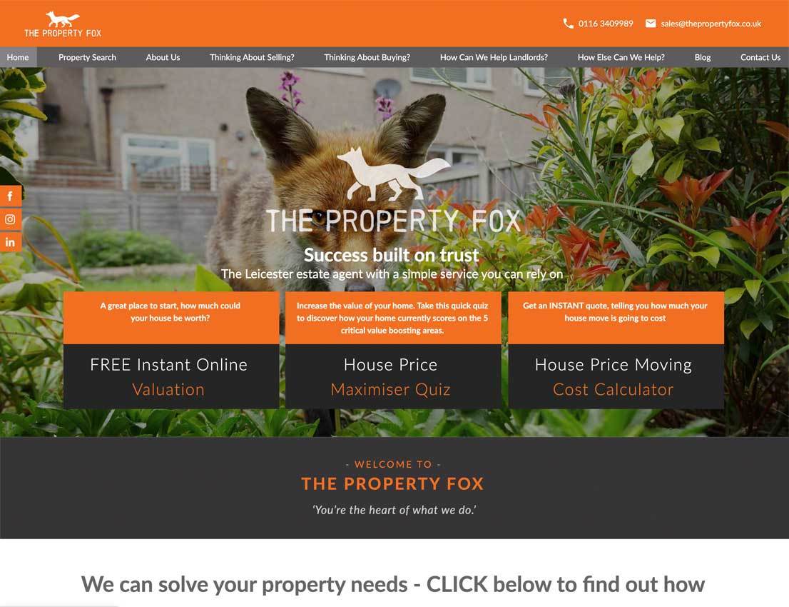 The Property Fox website Leicestershire