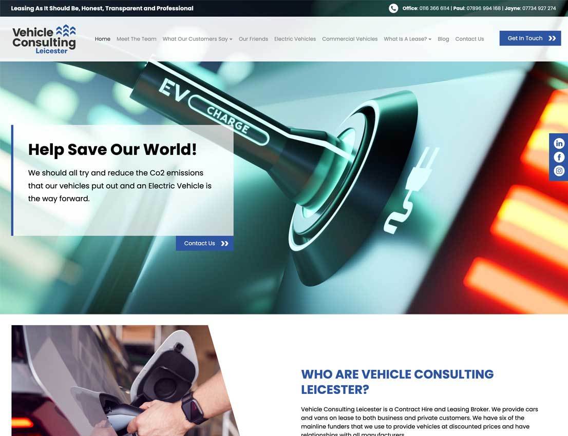 Vehicle Consulting Leicester website design